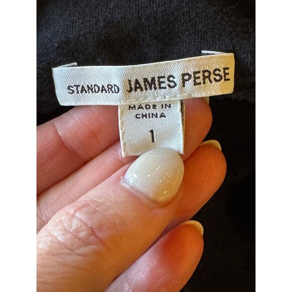 Standard James Perse Sweatshirt Men Small Black Knit Quarter Zip Pullover - Picture 7 of 10